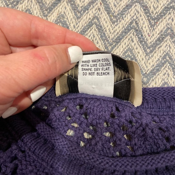 B. Moss Vintage Blue Crocheted Sweater – 100% Cotton, Size XL - Picture 7 of 9